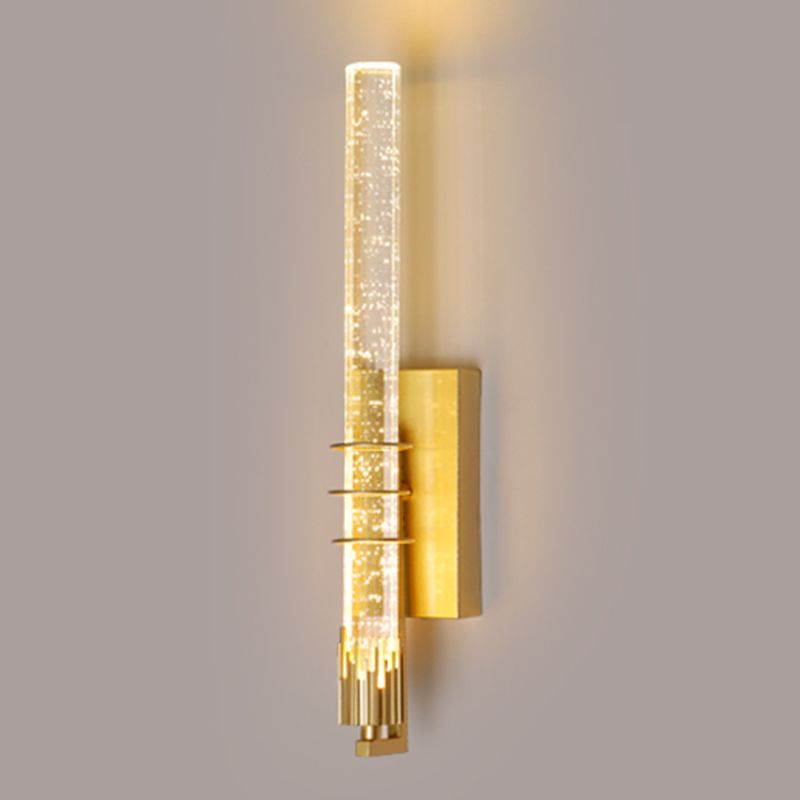 Modern Cylinder Crystal Wall Light Fixture 1-Light LED Sconce Light for Living Room
