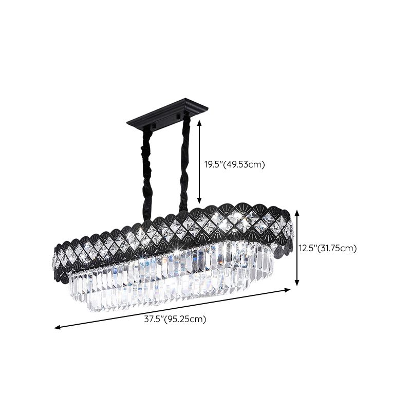 Light Luxury Crystal Hanging Lamp Ellipse Shape Island Light Fixture for Dining Table