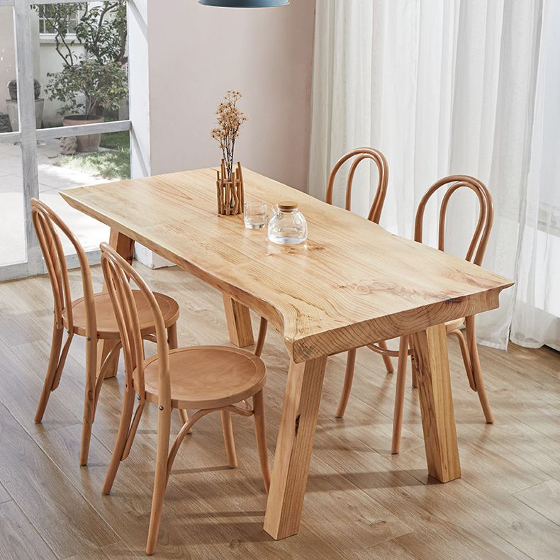 Rectangle Wood Dining Table Modern Pine Table in Nature with 4 Legs for Restaurant