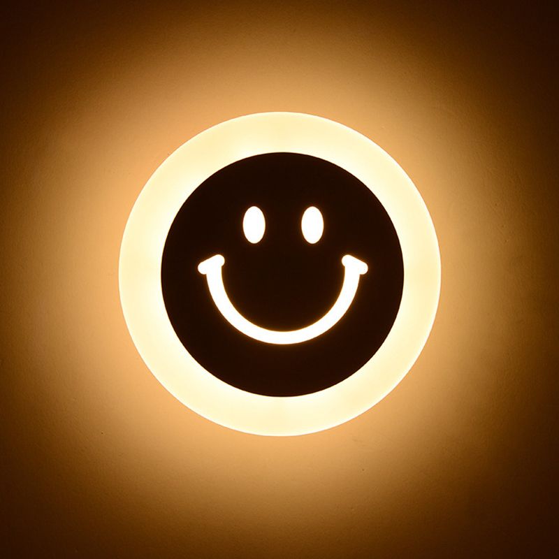 Smile Face Acrylique Mur Gasque Éclairage Simplicité LED LED BLANC MUR ÉCLAIRAGE