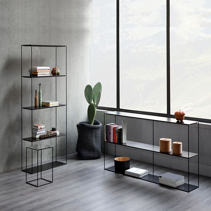 Modern Rectangular Console Table Metal Console Sofa Table in White/Black