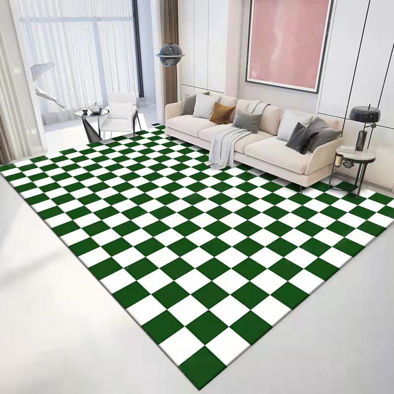 Relaxing Checkered Print Carpet Polyester Area Rug Stain Resistant Indoor Carpet for Living Room
