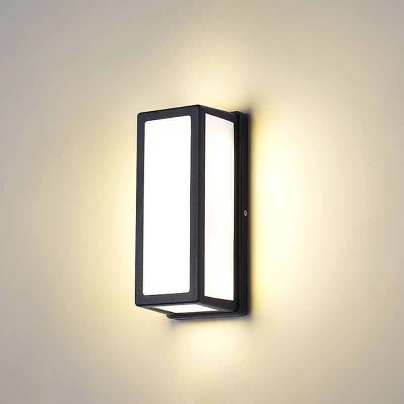 Moderner Stil rechteckiger Wandlampe Leuchte Metall 1 Lichtwandmontierte Beleuchtung in Schwarz