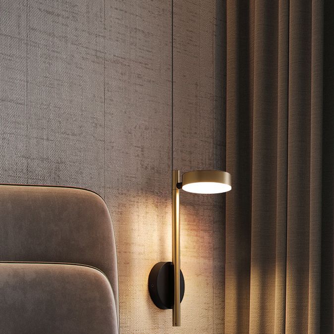 Nordic Metal Wall Light Gold Rotatable 15.5" High LED Wall Sconce for Living Room