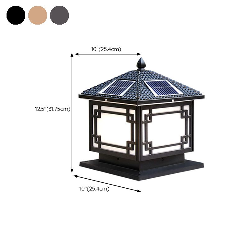 Rectangle Shape Metal Outdoor Light Modern 1 Light Solar Pillar Lights
