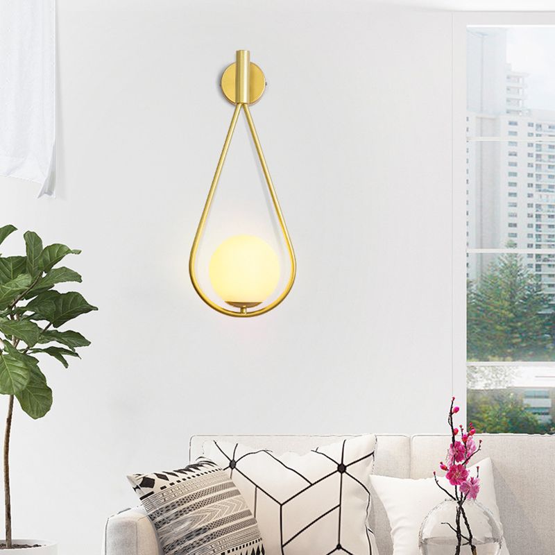 Glass Sphere Wall Sconce Modern Minimalism 1 Light Living Room Suspender Wall Lighting