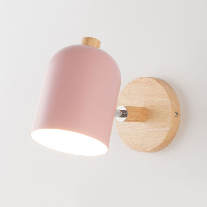 Nordic 1 - Light Wall Sconce Iron and Wood Adjustable Wall Fixture in Multi Colors