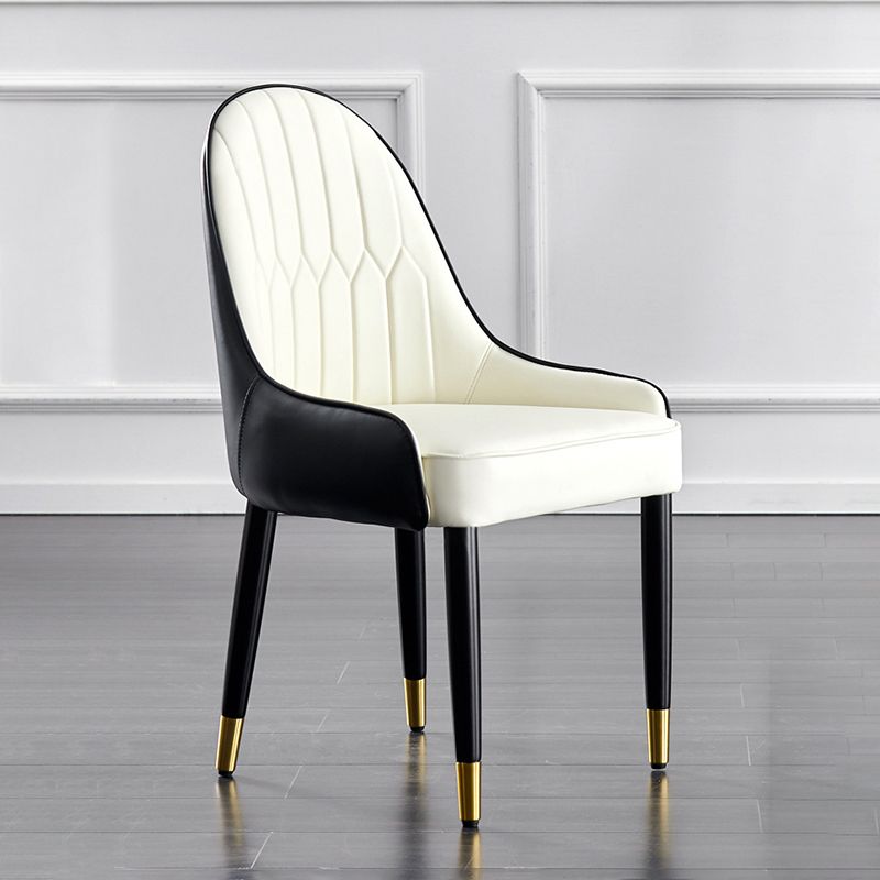 Contemporary Side Chair Upholstered Armless Faux Leather Dining Chairs