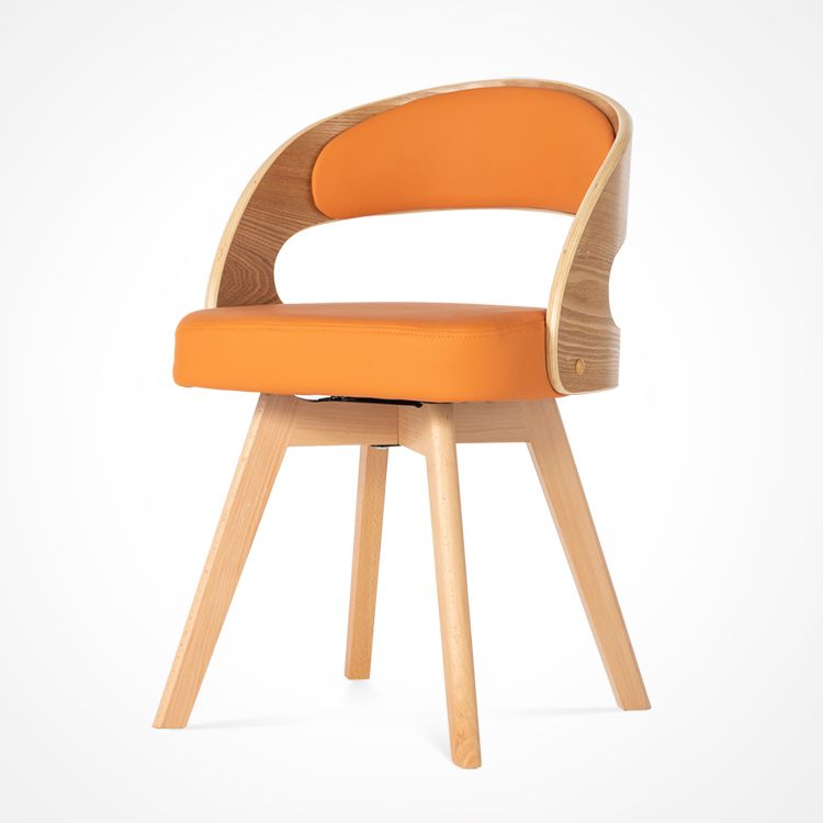 Silla de comedor moderna de madera con cojín de color, respaldo abierto, silla lateral para el hogar
