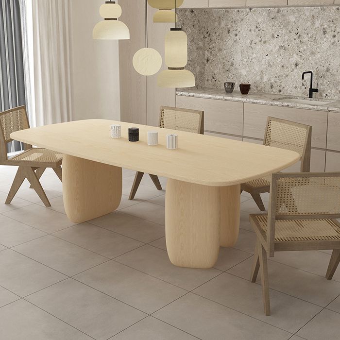 Solid Wood Rectangle Dining Table Modern Contemporary Kitchen Wood Table with 3 Legs