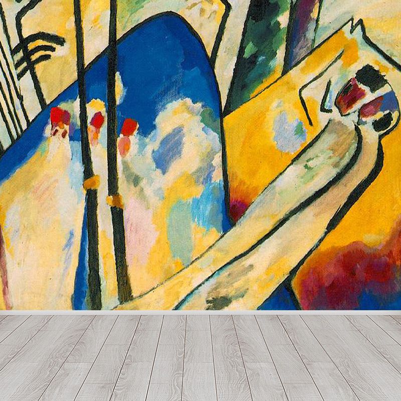Contemporary Kandinsky Painting Mural Pastel Color Abstract Wall Art for Family Room