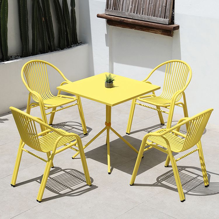 Metal Water Resistant Dining Table Industrial Style Outdoor Table