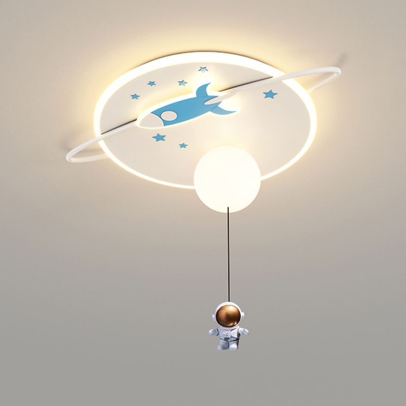 Estilo infantil LED FLUSH Light Space Rocket y astronauta Acrílico Flush Light