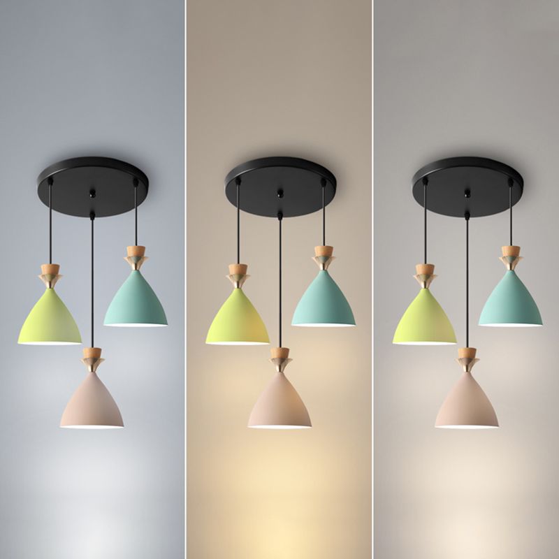Modern Style Pendant Light Flared Shaped Metal 3 Lights Suspension Pendant