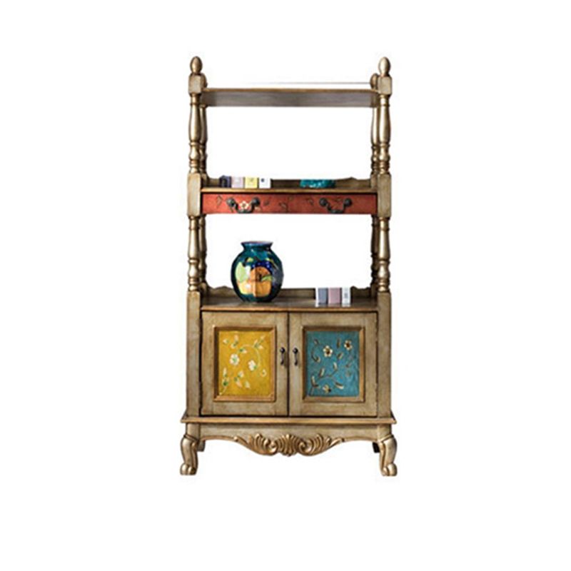 Industrial Rubberwood Chest with Doors Storage Cabinet with Shelves