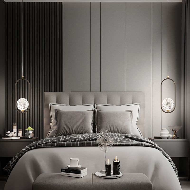 Strukturierte Kristallglaskugel Anhänger Einfachheit 1 Kopfpendel Licht für Schlafzimmer