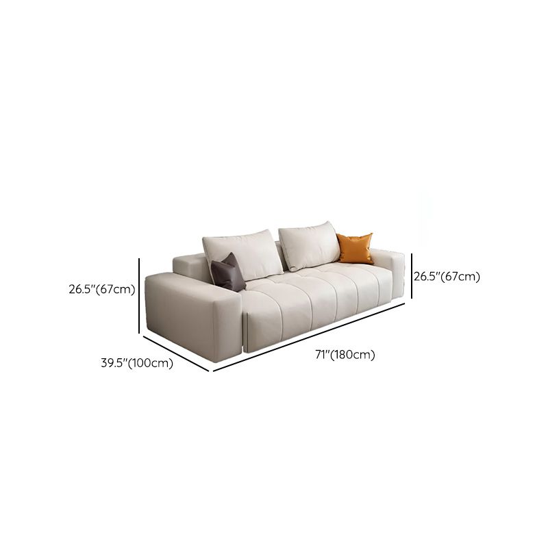26"H Scandinavian Sectional Sofa Cream Leather Stain-Resistant Sectional