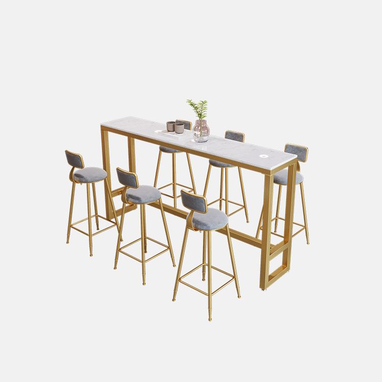 Rectangle Bar Table and Stools 1/4/7 Pieces Sintered Stone Bar Table with Low Back Stools