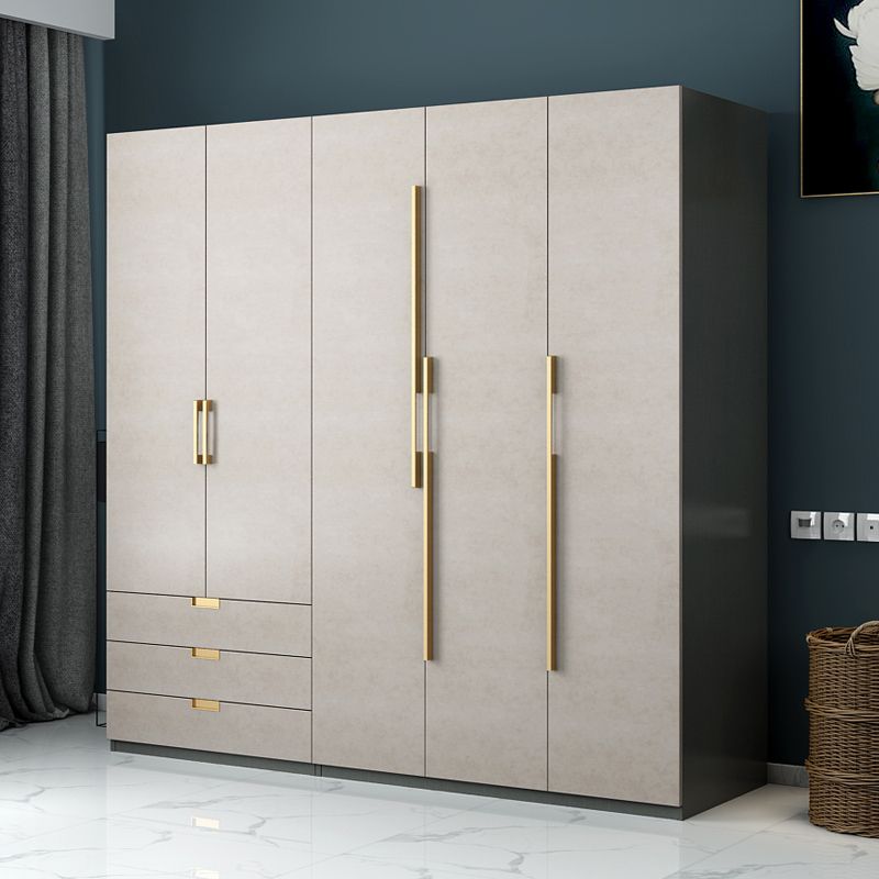 Engineered Wood Wardrobe Closet with Shelves Modern Wardrobe Cabinet
