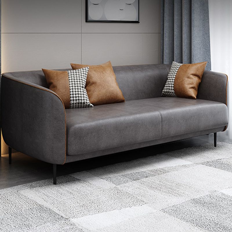 Modern Faux Leather Standard Sofa Tuxedo Arm Living Room Sofa