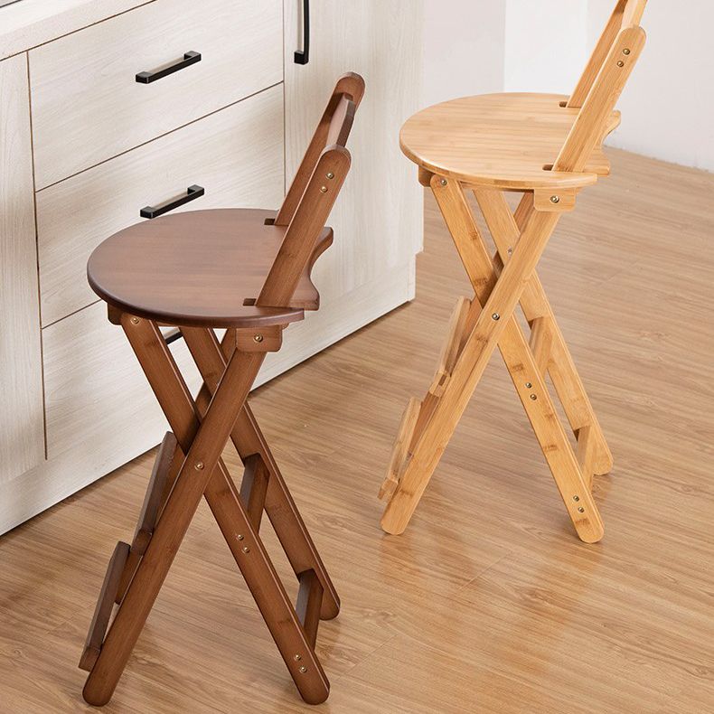 Modern Design Low Back Round Bar Stools for Home Solid Wood Bar Stool with Wood Seat