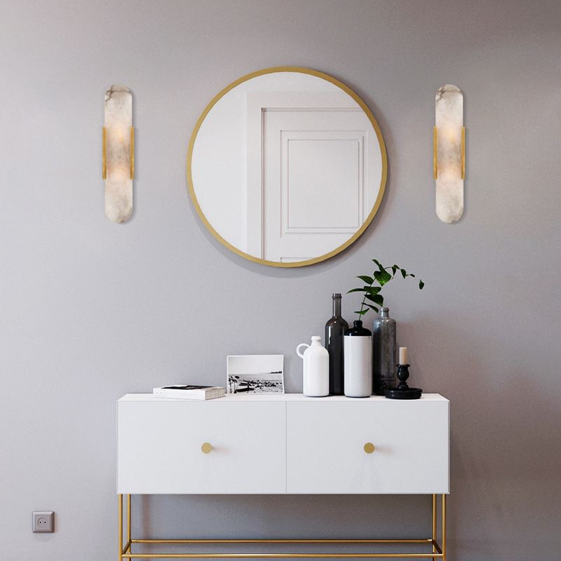 Stone Oval Wall Sconce Lighting Modern Style 2 Lights Wall Lamps