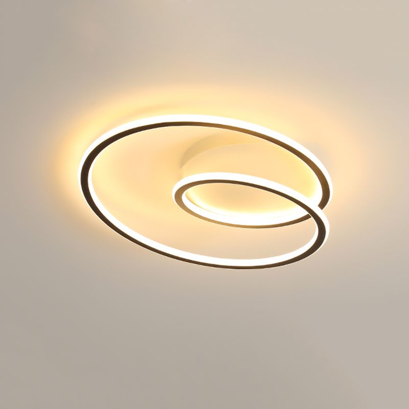 1-Light Ribbon Led Flush Mount Fixture Modern Style Metal Semi Mount Lighting