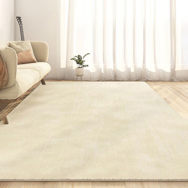 Light Color Simplicity Area Rug Polyester Solid Rug Non-Slip Backing Indoor Rug for Living Room