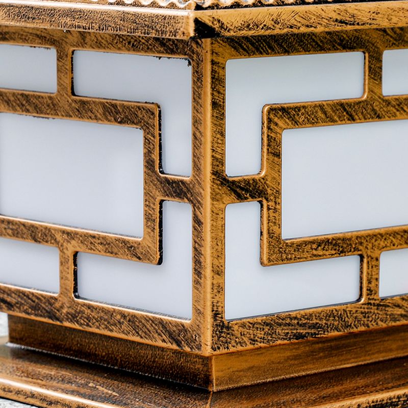Rectangle Shape Metal Outdoor Lamp Modern Style Single Light Solar Pillar Light