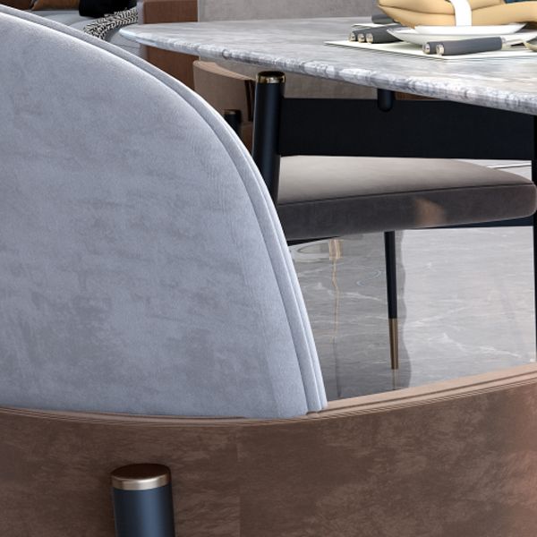 Metal Dining Room Chair Faux Leather Armless Dining Accent Chair