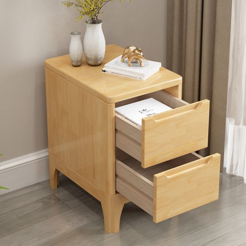 Modern Accent Table Nightstand Solid Wood Nightstand with Drawers