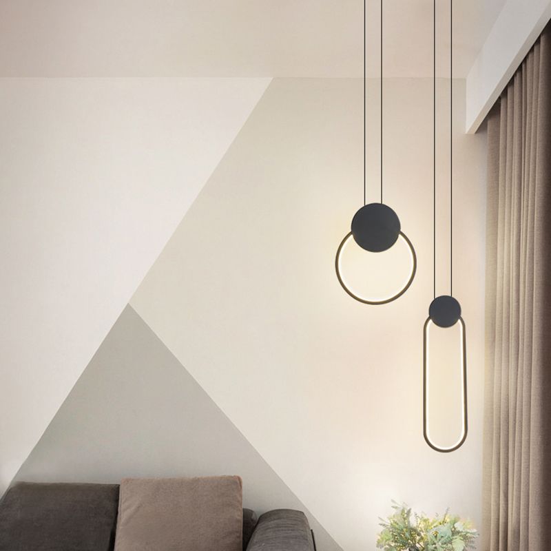 Minimalisme pendentif léger acrylique à 1 lumière LED vers le bas pour chambre à coucher