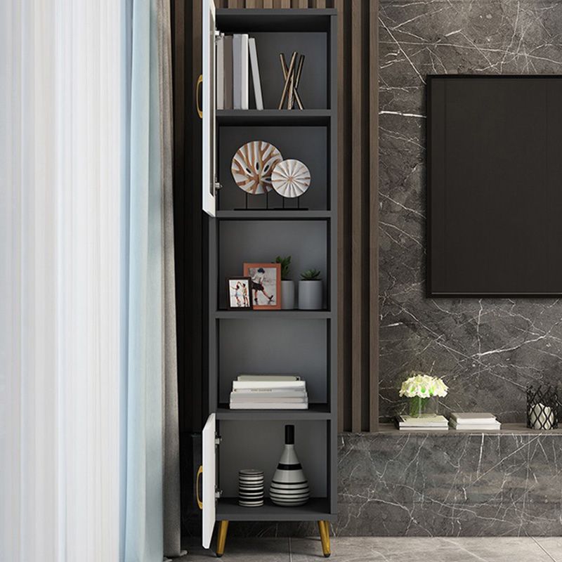 15.7" W Modern Glass Paned Cabinet Shelves Included Side Cabinet with 2 Doors