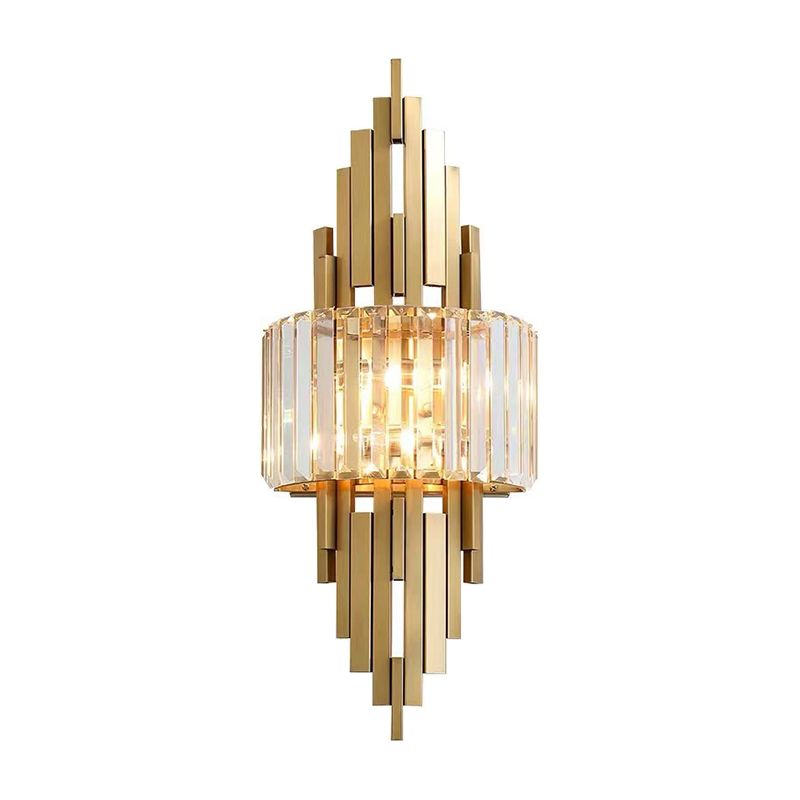 2-Light Geometric Wall Light Modern Crystal Wall Light Fixture