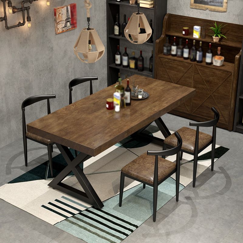 Stile industriale Tavolo da pranzo in pino da pino tavolo da rettangolo con base di cavalletto