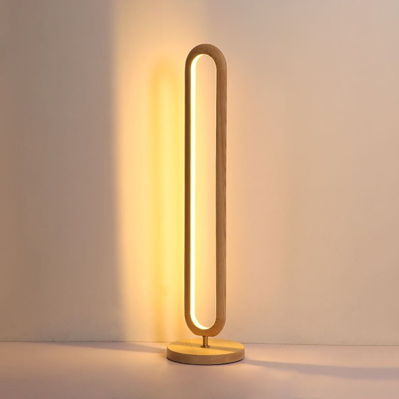 Lampada di lettura del pavimento ovale in legno di lettura marrone/beige lampada per stare in piedi per comodino