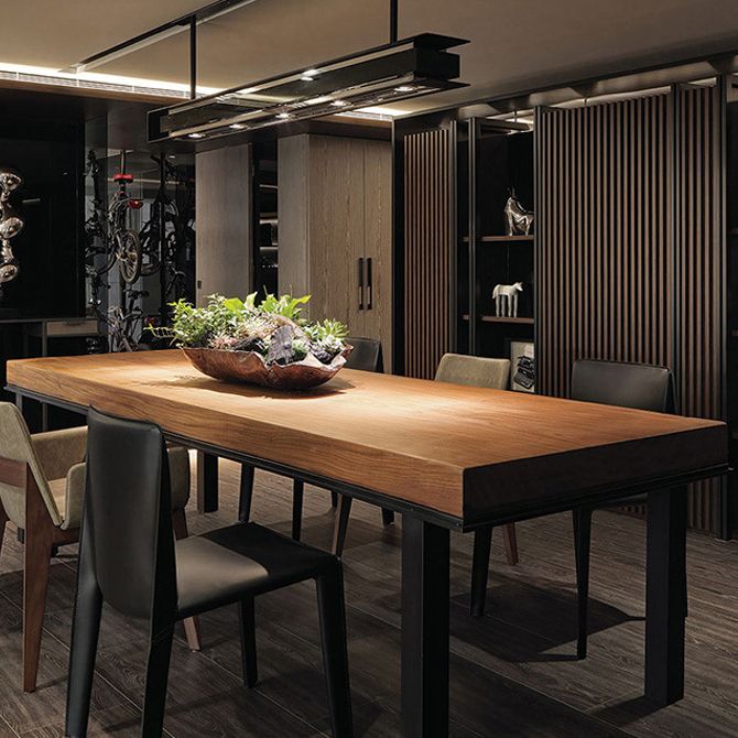 Solid Wood Dining Table Contemporary Rectangle Dining Table with 4 Legs