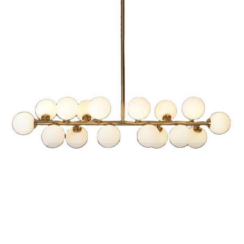 Luce a soffitto sferico dell'isola contemporanea in vetro oro isola a sospensione Luce