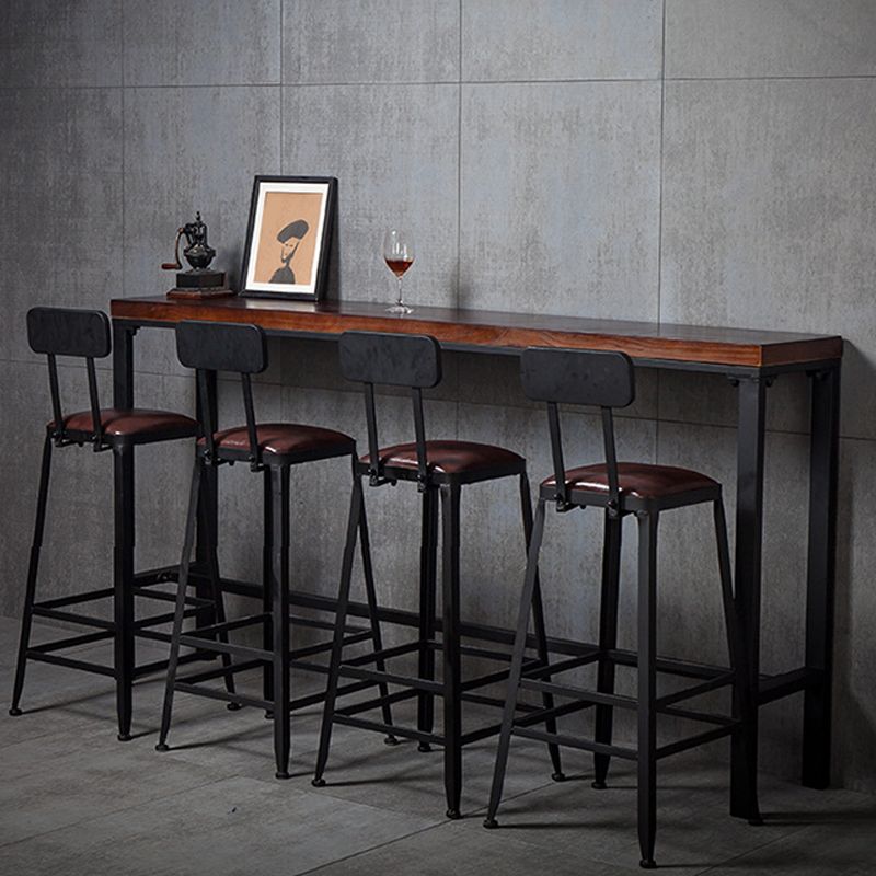 Contemporary Square Dining Stools Metal Bar Stools with Footrest