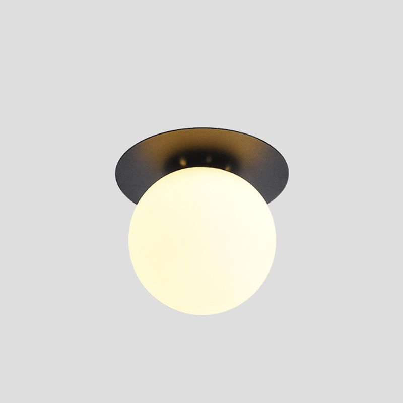 Modern Concise Globe Flush Mount Lacquered Iron Ceiling Light with Glass Shade