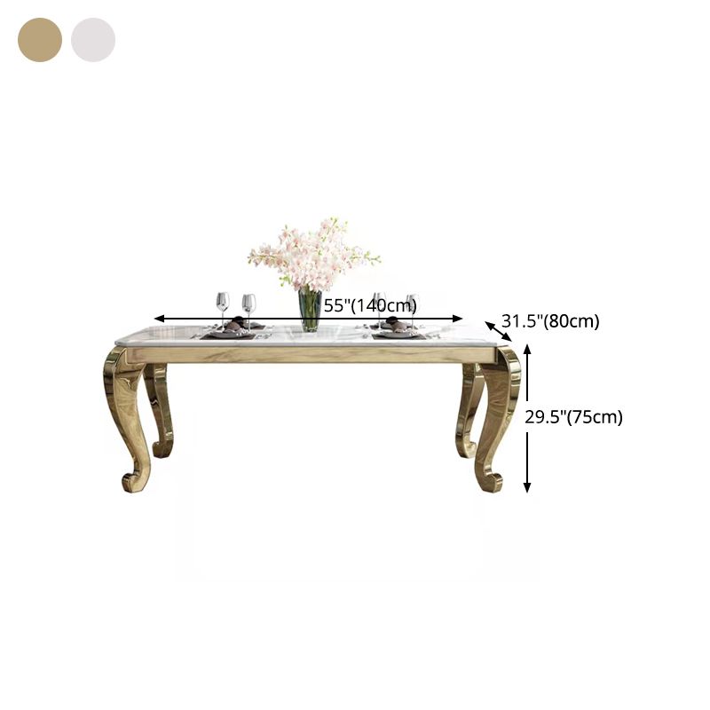 Rectangle Shape Luxury Style Dining Table Marble Fixed Table for Kitchen