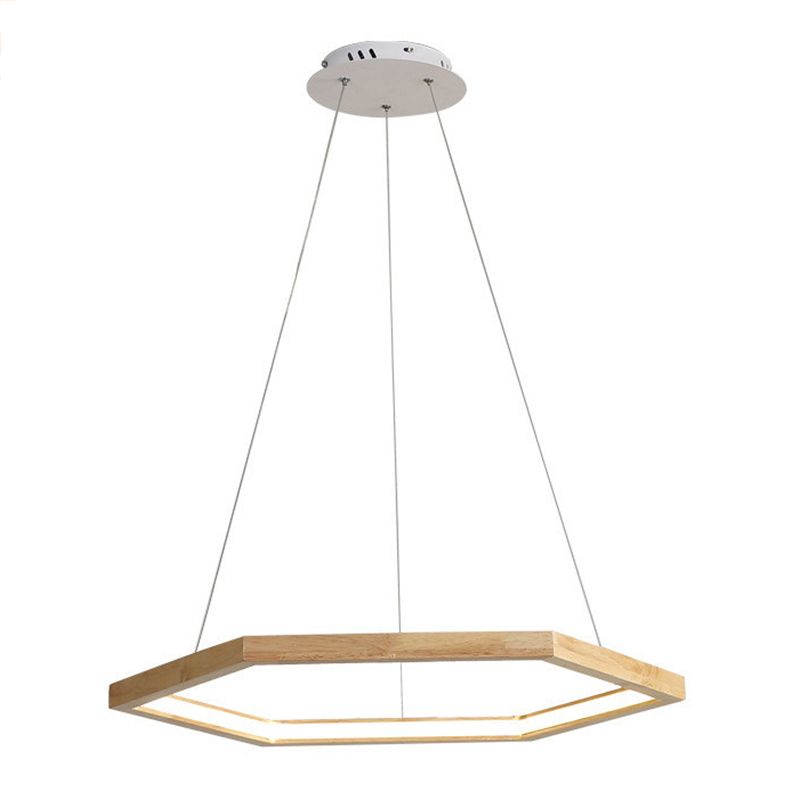 1 Light Geometric Pendant Lighting Modern Style Wood Drop Lamp