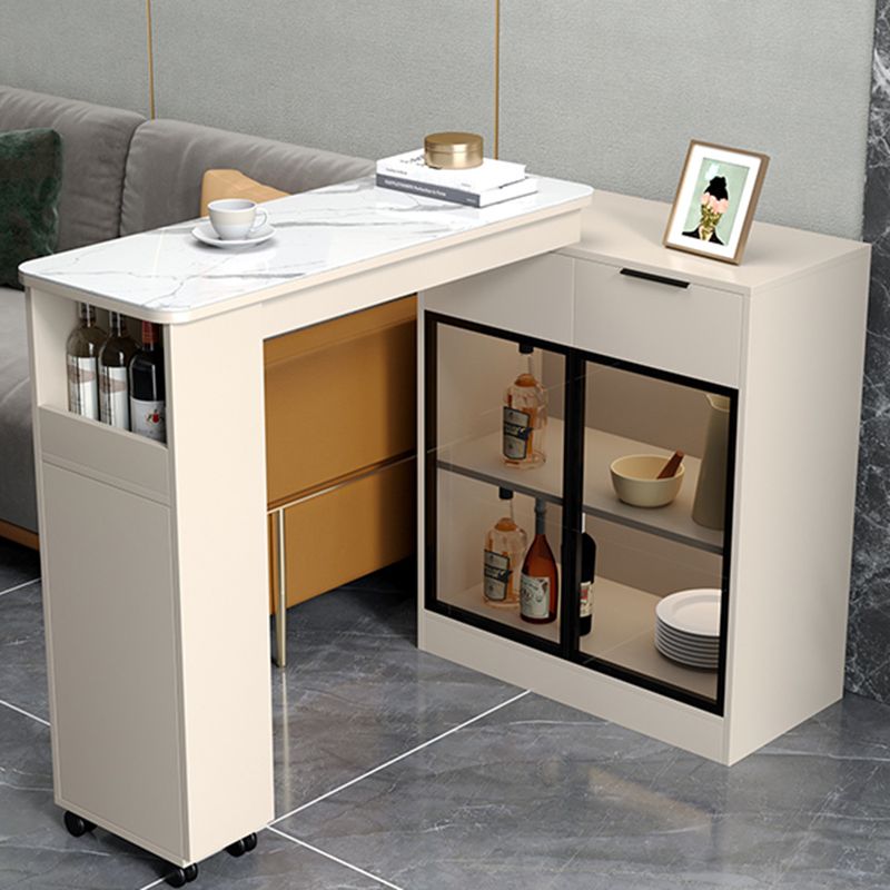 Contemporary Style Stone Rectangle Bar Height Table for Living Room