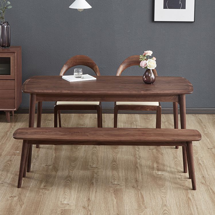 Rectangular Solid Wood Dining Table Modern Natural or Brown Furniture with 4 Legs for Home