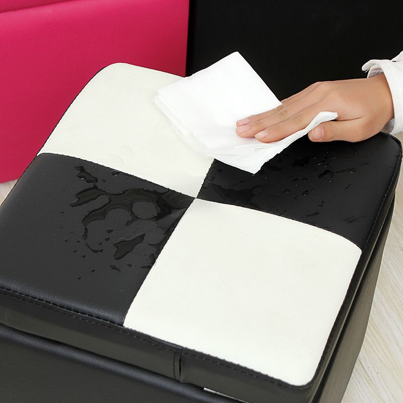 Modern Color Block Square Cube Water Resistant Storage Ottoman