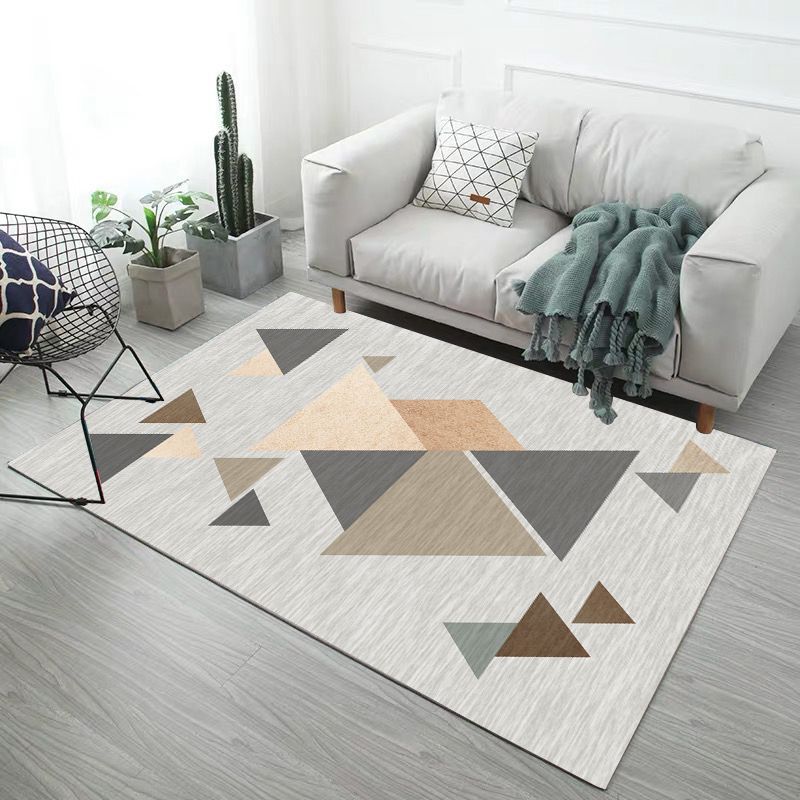 Multi-Color Contemporary Rug Triangle Pattern Rug Polyester Non-Slip Backing Carpet for Living Room