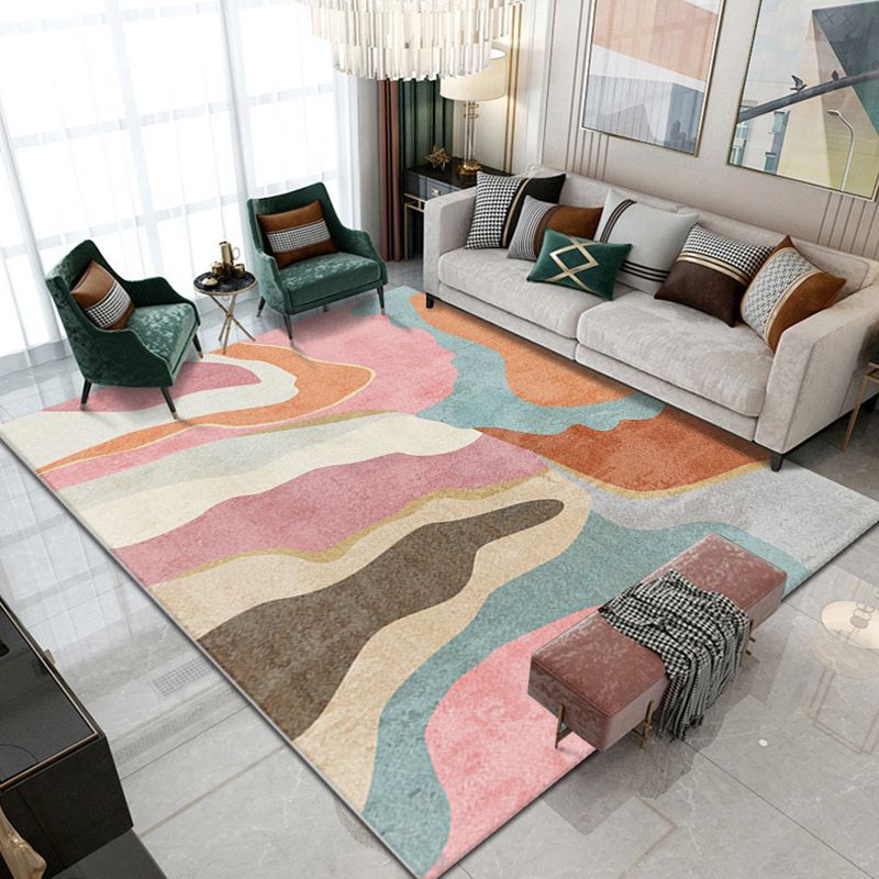 Tapis de contraste moderne moderne rose tapis de support sans glissement pour décoration intérieure