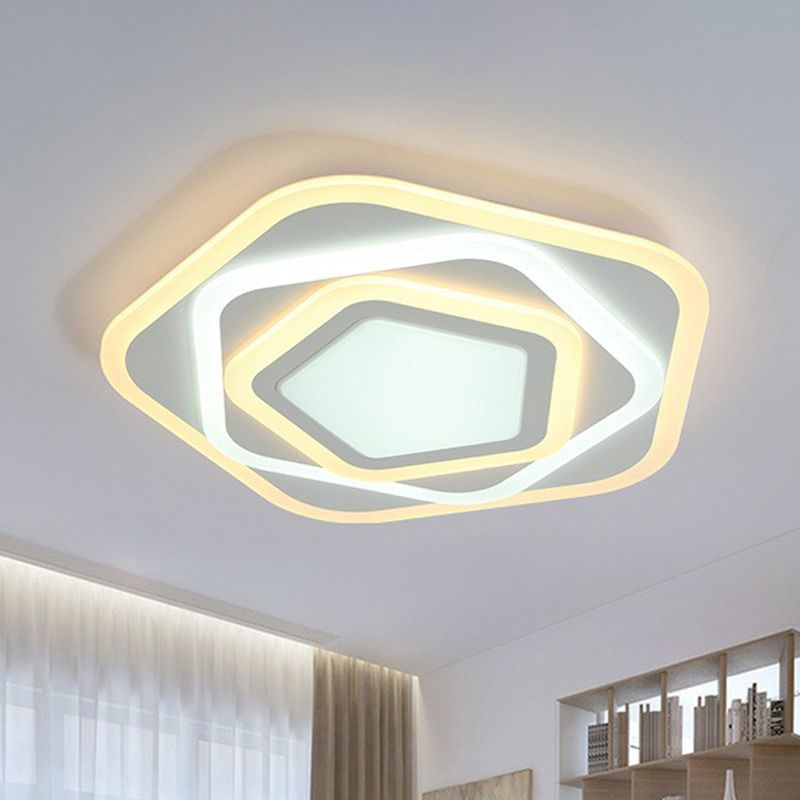 Acrylic Pentagonal Ultra-Thin Flush Mount Lighting Minimalist White LED Flush Mount Fixture