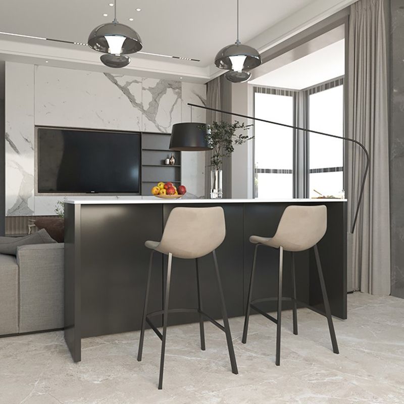 Industrial Bar-height Table Faux Marble Top Pub Table with Metal Base