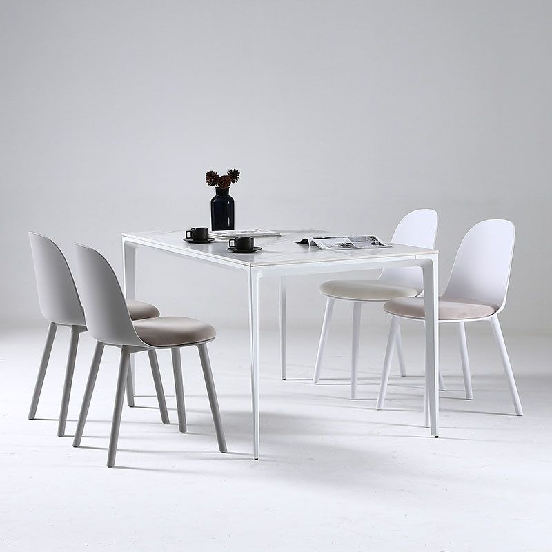 Silla lateral de comedor de plástico de estilo escandinavo, silla sin brazos con respaldo abierto para el hogar